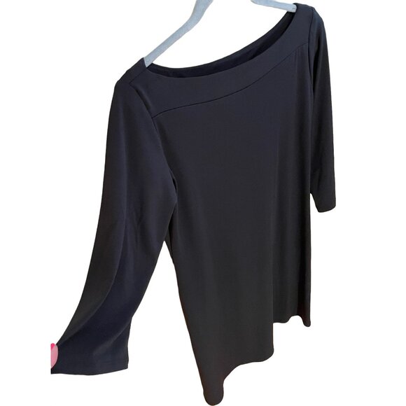 Eliza J Black Midi Dress 3/4 Sleeve Boatneck Slim Fit Size Medium Versatile - Picture 4 of 9